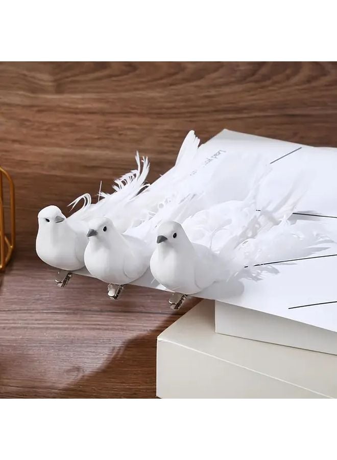 White Dove Bird Figurine Statue 4pcs Home Decor Outdoor Garden Photography Prop - Image 4